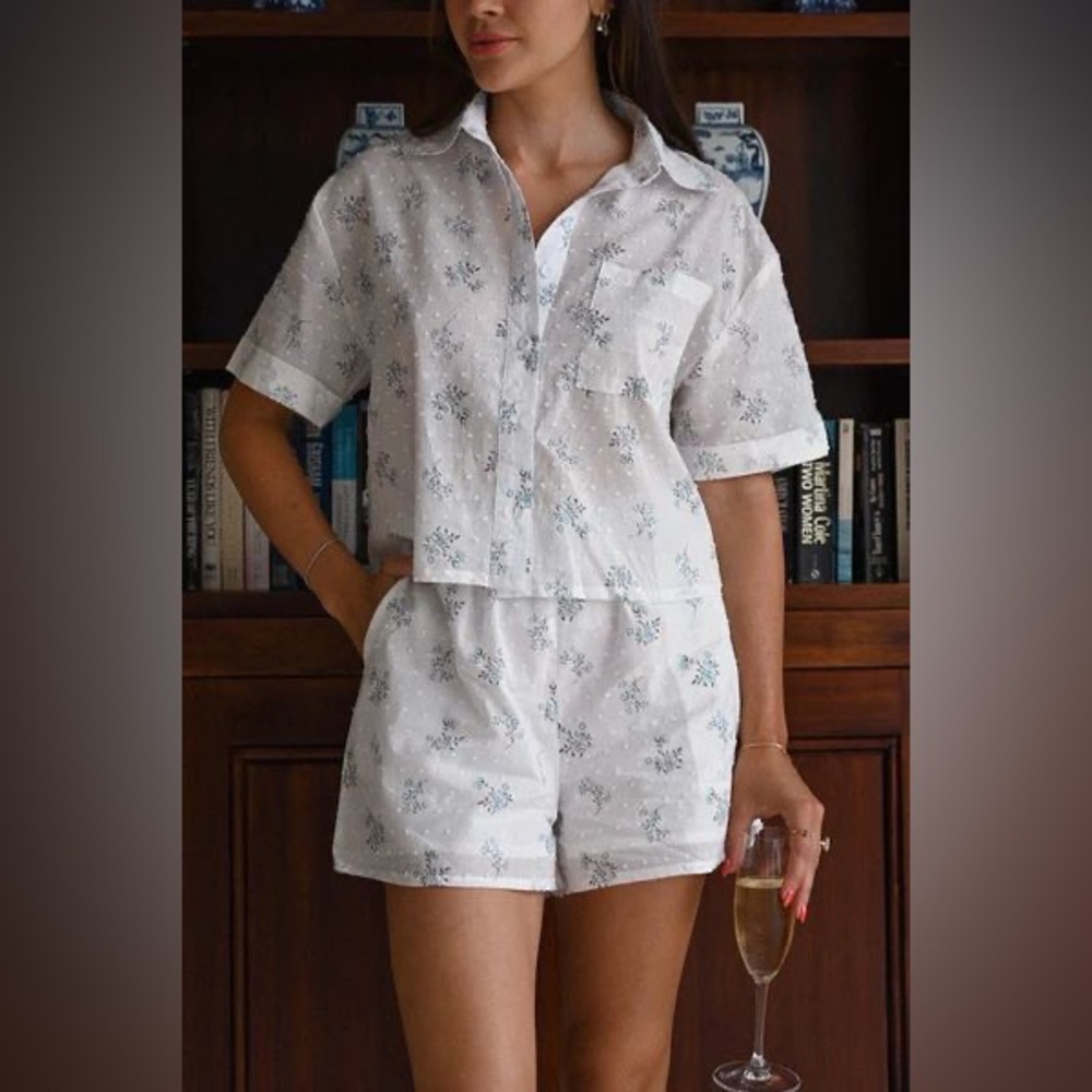 YLLW ROSY FLORAL SHORT SLEEVE SHIRT & SHORTS SET FRENCH FLORETS YELLOW THE LABEL